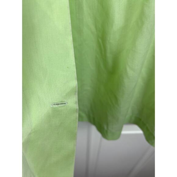 Vintage 50s 60s cotton embroidered green floral lace button up night shirt L - Picture 6 of 9